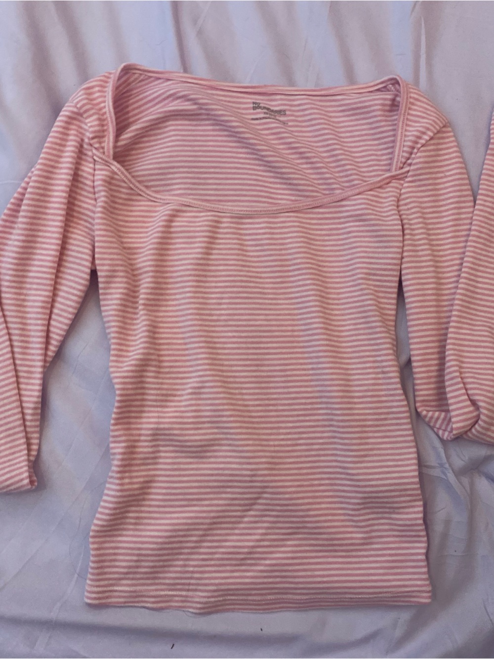 No Boundaries Pink and White Striped Long Sleeve Tee